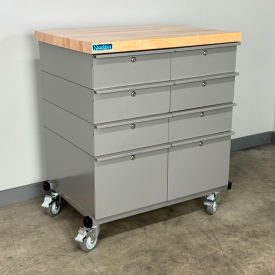Stackbin® Mobile Drawer Unit #3 Solid Flat Front 1-3/4