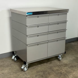Stackbin® Mobile Drawer Unit #3 Solid Flat Front 1-3/4