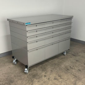 Stackbin® Mobile Drawer Unit #4 Solid Flat Front 13 Gauge Steel Top 47