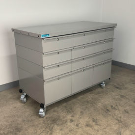 Stackbin® Mobile Drawer Unit #3 Solid Flat Front 13 Gauge Steel Top 47