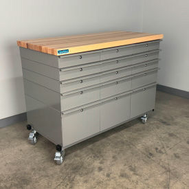 Stackbin® Mobile Drawer Unit #4 Solid Flat Front 1-3/4