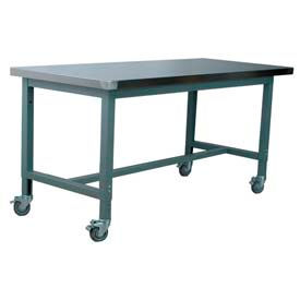 Stackbin 1012 Series Mobile Workbench Hardboard Over Stainless Steel Top 60