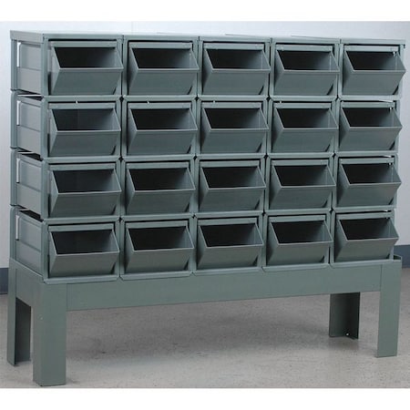 Steel Sectional Stacking Bin, 54 1/4 in D x 42 in H x 18 3/4 in W, 4 Shelves, Gray MPN:1-320BCU-5