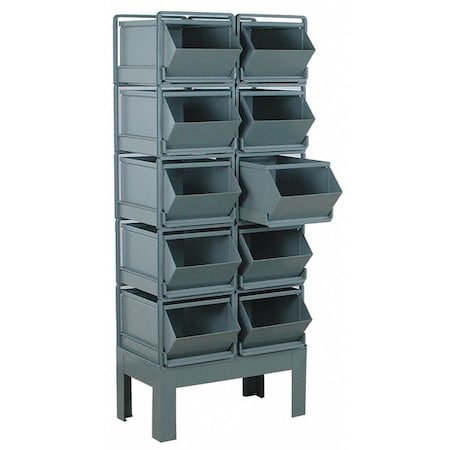Steel Sectional Stacking Bin, 38 in D x 62 in H x 20 1/2 in W, 5 Shelves, Gray MPN:1-410RBCU-2