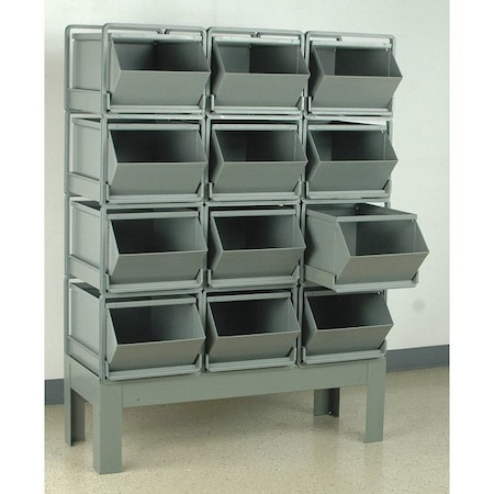 Steel Sectional Stacking Bin, 38 in D x 60 in H x 20 1/2 in W, 4 Shelves, Gray MPN:1-412RBCU-3