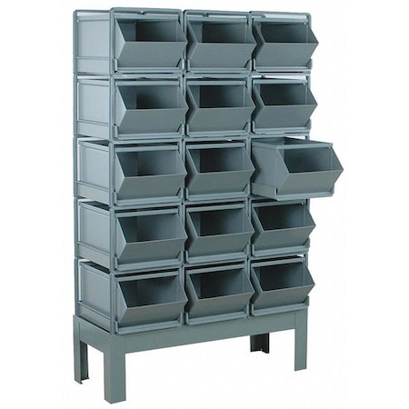 Steel Sectional Stacking Bin, 38 in D x 62 in H x 20 1/2 in W, 5 Shelves, Gray MPN:1-415RBCU-3