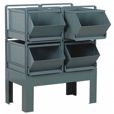 Steel Sectional Stacking Bin, 38 in D x 32 in H x 20 1/2 in W, 2 Shelves, Gray MPN:1-44RBCU-2