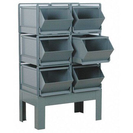 Steel Sectional Stacking Bin, 38 in D x 42 in H x 20 1/2 in W, 3 Shelves, Gray MPN:1-46RBCU-2