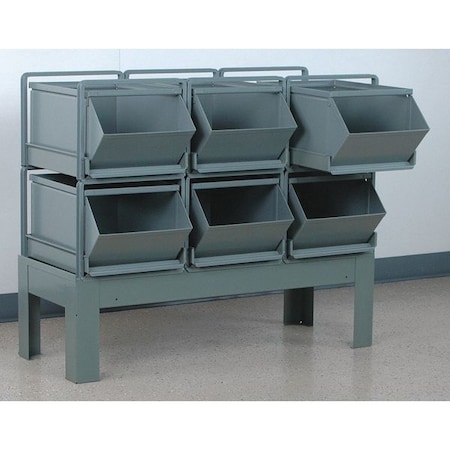Steel Sectional Stacking Bin, 38 in D x 32 in H x 20 1/2 in W, 2 Shelves, Gray MPN:1-46RBCU-3