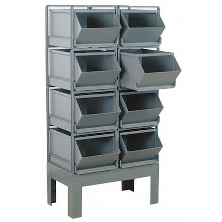 Steel Sectional Stacking Bin, 38 in D x 52 in H x 20 1/2 in W, 4 Shelves, Gray MPN:1-48RBCU-2