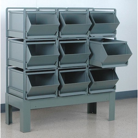 Steel Sectional Stacking Bin, 38 in D x 42 in H x 20 1/2 in W, 3 Shelves, Gray MPN:1-49RBCU-3