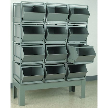 Steel Sectional Stacking Bin, 47 in D x 63 in H x 24 in W, 4 Shelves, Gray MPN:1-512RBCU-3