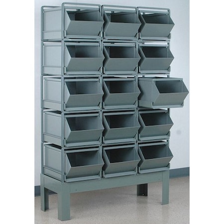 Steel Sectional Stacking Bin, 46 in D x 70 in H x 24 in W, 5 Shelves, Gray MPN:1-515RBCU-3