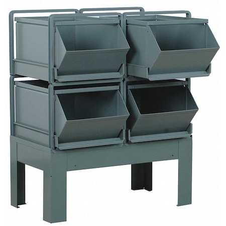 Steel Sectional Stacking Bin, 31 in D x 37 in H x 24 in W, 2 Shelves, Gray MPN:1-54RBCU-2