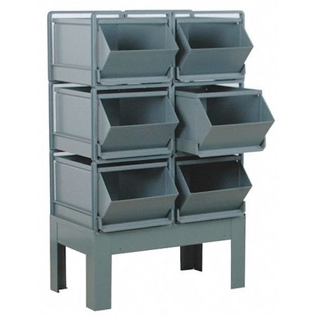 Steel Sectional Stacking Bin, 31 in D x 48 in H x 24 in W, 3 Shelves, Gray MPN:1-56RBCU-2