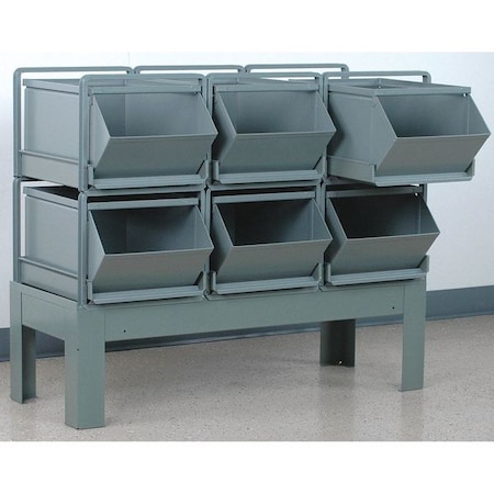 Steel Sectional Stacking Bin, 46 in D x 36 in H x 24 in W, 2 Shelves, Gray MPN:1-56RBCU-3