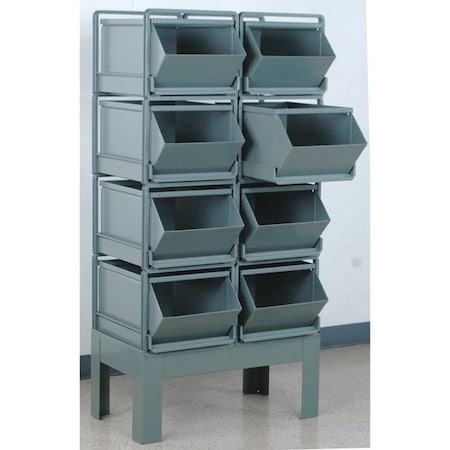Steel Sectional Stacking Bin, 31 in D x 59 in H x 24 in W, 4 Shelves, Gray MPN:1-58RBCU-2