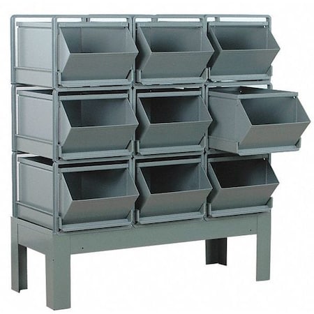 Steel Sectional Stacking Bin, 46 in D x 47 in H x 24 in W, 3 Shelves, Gray MPN:1-59RBCU-3