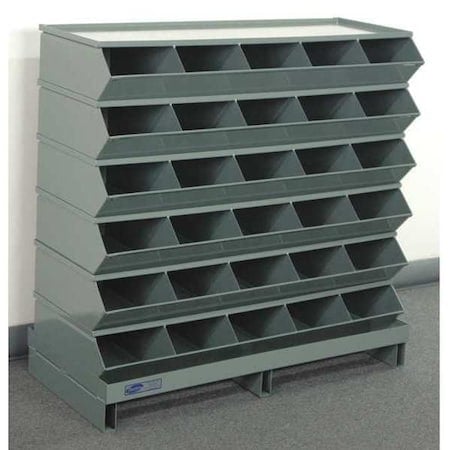 Pallet Sectional Stacking Bin, 37 in W x 15.5 in D x 35.5 in H, 30 Compartments, Gray, Steel MPN:3-230SSPB