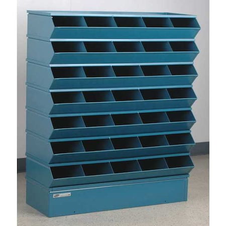Sectional Stacking Bin, 37 in W x 15.5 in D x 44.5 in H, 35 Compartments, Blue, High Gloss Steel MPN:3-235SSB
