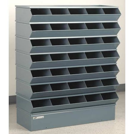 Sectional Stacking Bin, 37 in W x 15.5 in D x 44.5 in H, 35 Compartments, Gray, High Gloss Steel MPN:3-235SSB