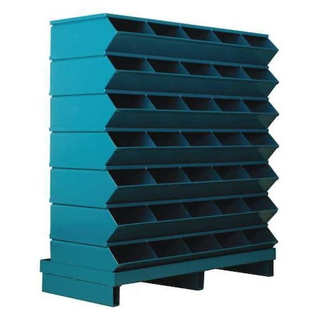Pallet Sectional Stacking Bin, 37 in W x 15.5 in D x 41 in H, 35 Compartments, Blue, Steel MPN:3-235SSPB