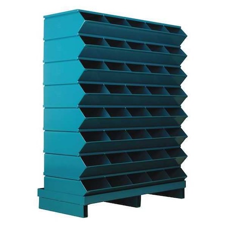 Pallet Sectional Stacking Bin, 37 in W x 15.5 in D x 46.5 in H, 40 Compartments, Blue, Steel MPN:3-240SSPB