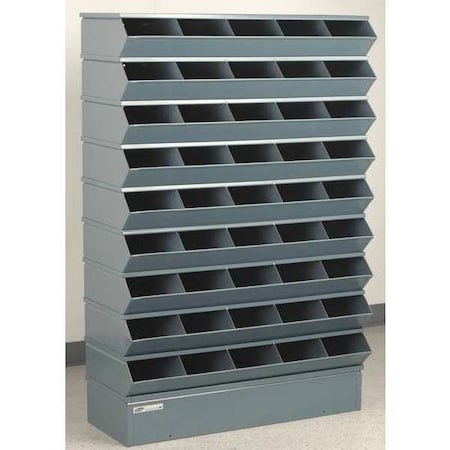 Sectional Stacking Bin, 37 in W x 15.5 in D x 55.5 in H, 45 Compartments, Gray, High Gloss Steel MPN:3-245SSB