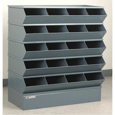 Sectional Stacking Bin, 37 in W x 18.75 in D x 40-5/8 in H, 20 Compartments, Gray, High Gloss Steel MPN:3-320SSB
