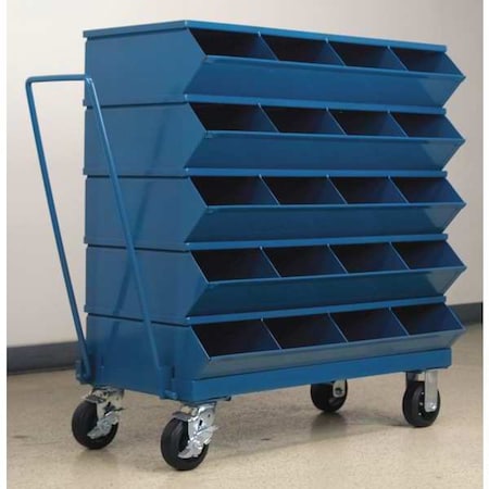 Mobile Sectional Stacking Bin, 37 in W x 18.75 in D x 40 in H, 20 Compartments, Blue, Steel MPN:3-320SSMB