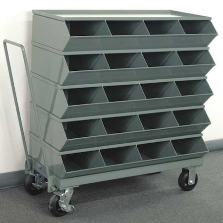 Mobile Sectional Stacking Bin, 37 in W x 18.75 in D x 40 in H, 20 Compartments, Gray, Steel MPN:3-320SSMB