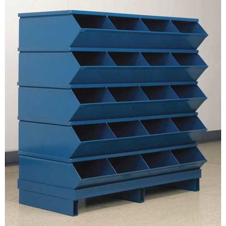 Pallet Sectional Stacking Bin, 37 in W x 18.75 in D x 37.125 in H, 20 Compartments, Blue, Steel MPN:3-320SSPB