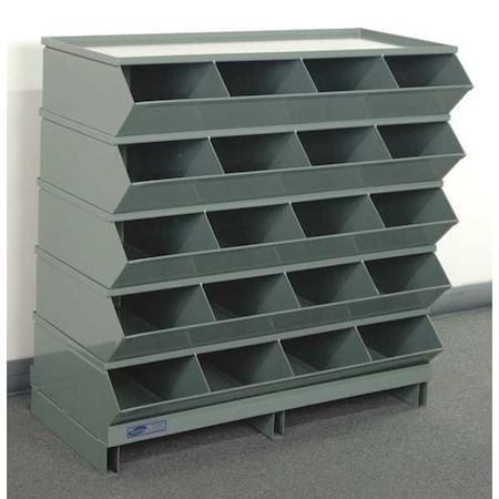 Pallet Sectional Stacking Bin, 37 in W x 18.75 in D x 37.125 in H, 20 Compartments, Gray, Steel MPN:3-320SSPB