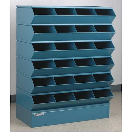 Sectional Stacking Bin, 37 in W x 18.75 in D x 47.5 in H, 24 Compartments, Blue, High Gloss Steel MPN:3-324SSB