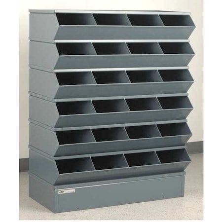 Sectional Stacking Bin, 37 in W x 18.75 in D x 47.5 in H, 24 Compartments, Gray, High Gloss Steel MPN:3-324SSB