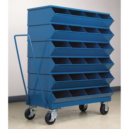 Mobile Sectional Stacking Bin, 37 in W x 18.75 in D x 46.875 in H, 24 Compartments, Blue, Steel MPN:3-324SSMB