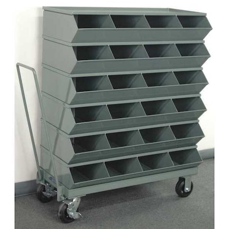 Mobile Sectional Stacking Bin, 37 in W x 18.75 in D x 46.875 in H, 24 Compartments, Gray, Steel MPN:3-324SSMB