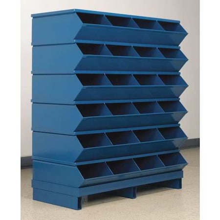 Pallet Sectional Stacking Bin, 37 in W x 18.75 in D x 44 in H, 24 Compartments, Blue, Steel MPN:3-324SSPB