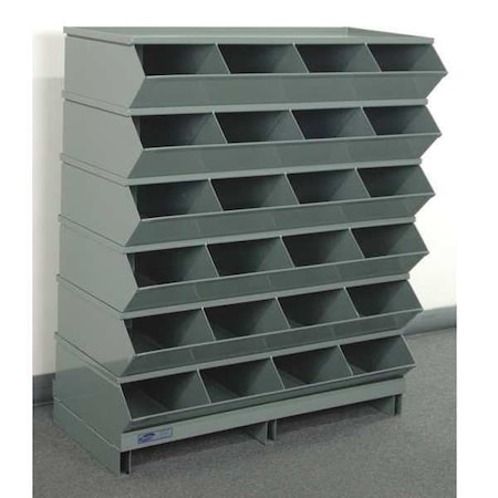 Pallet Sectional Stacking Bin, 37 in W x 18.75 in D x 44 in H, 24 Compartments, Gray, Steel MPN:3-324SSPB