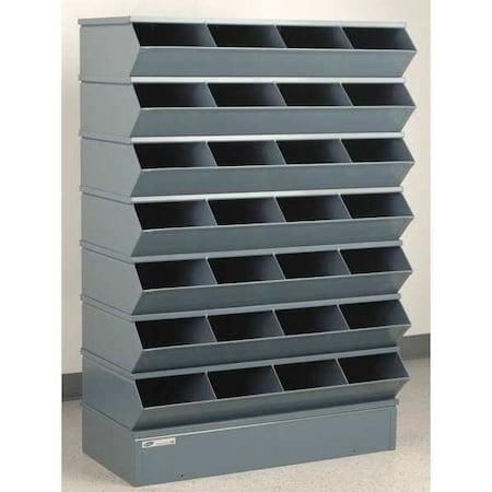 Sectional Stacking Bin, 37 in W x 18.75 in D x 54.375 in H, 28 Compartments, Gray, High Gloss Steel MPN:3-328SSB