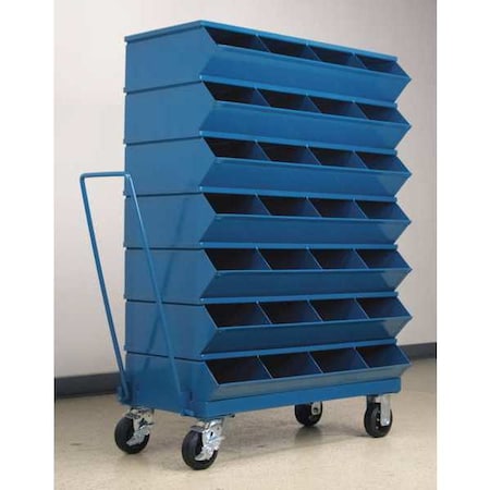 Mobile Sectional Stacking Bin, 37 in W x 18.75 in D x 53.75 in H, 28 Compartments, Blue, Steel MPN:3-328SSMB