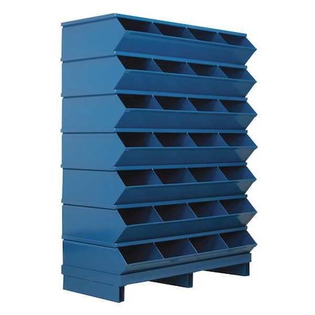 Pallet Sectional Stacking Bin, 37 in W x 18.75 in D x 50.875 in H, 28 Compartments, Blue, Steel MPN:3-328SSPB