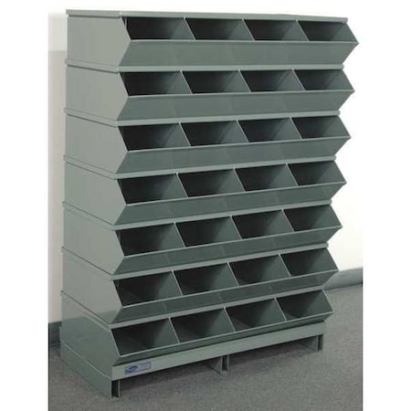 Pallet Sectional Stacking Bin, 37 in W x 18.75 in D x 50.875 in H, 28 Compartments, Gray, Steel MPN:3-328SSPB
