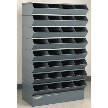 Sectional Stacking Bin, 37 in W x 18.75 in D x 61.25 in H, 32 Compartments, Gray, High Gloss Steel MPN:3-332SSB
