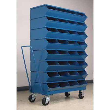 Mobile Sectional Stacking Bin, 37 in W x 18.75 in D x 60-5/8 in H, 32 Compartments, Blue, Steel MPN:3-332SSMB