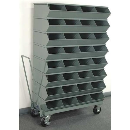 Mobile Sectional Stacking Bin, 37 in W x 18.75 in D x 60-5/8 in H, 32 Compartments, Gray, Steel MPN:3-332SSMB