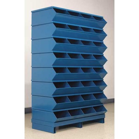 Pallet Sectional Stacking Bin, 37 in W x 18.75 in D x 57.75 in H, 32 Compartments, Blue, Steel MPN:3-332SSPB