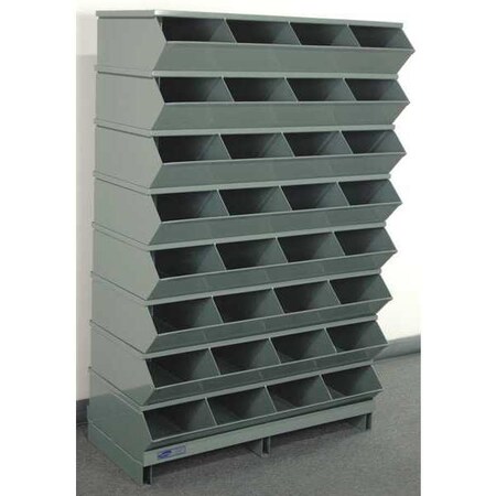Pallet Sectional Stacking Bin, 37 in W x 18.75 in D x 57.75 in H, 32 Compartments, Gray, Steel MPN:3-332SSPB