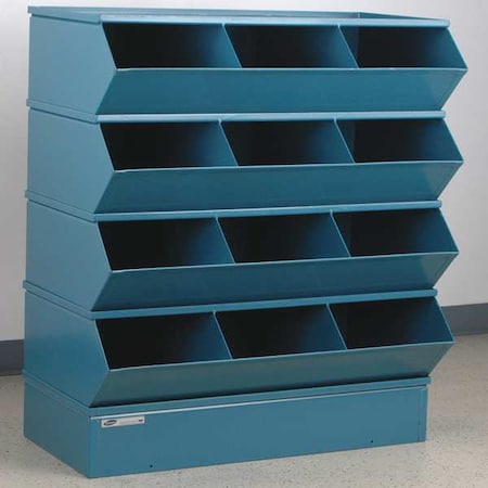 Sectional Stacking Bin, 37 in W x 20.5 in D x 41.5 in H, 12 Compartments, Blue, High Gloss Steel MPN:3-412SSB