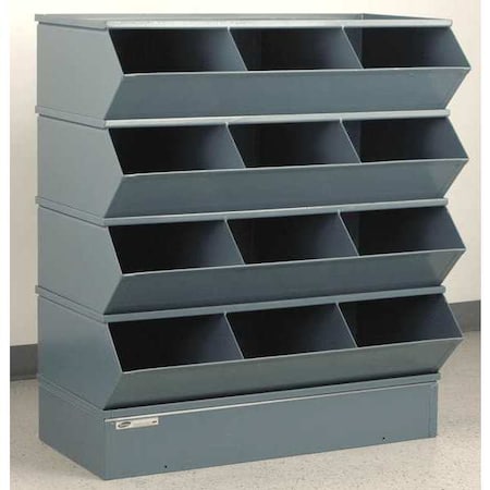 Sectional Stacking Bin, 37 in W x 20.5 in D x 41.5 in H, 12 Compartments, Gray, High Gloss Steel MPN:3-412SSB